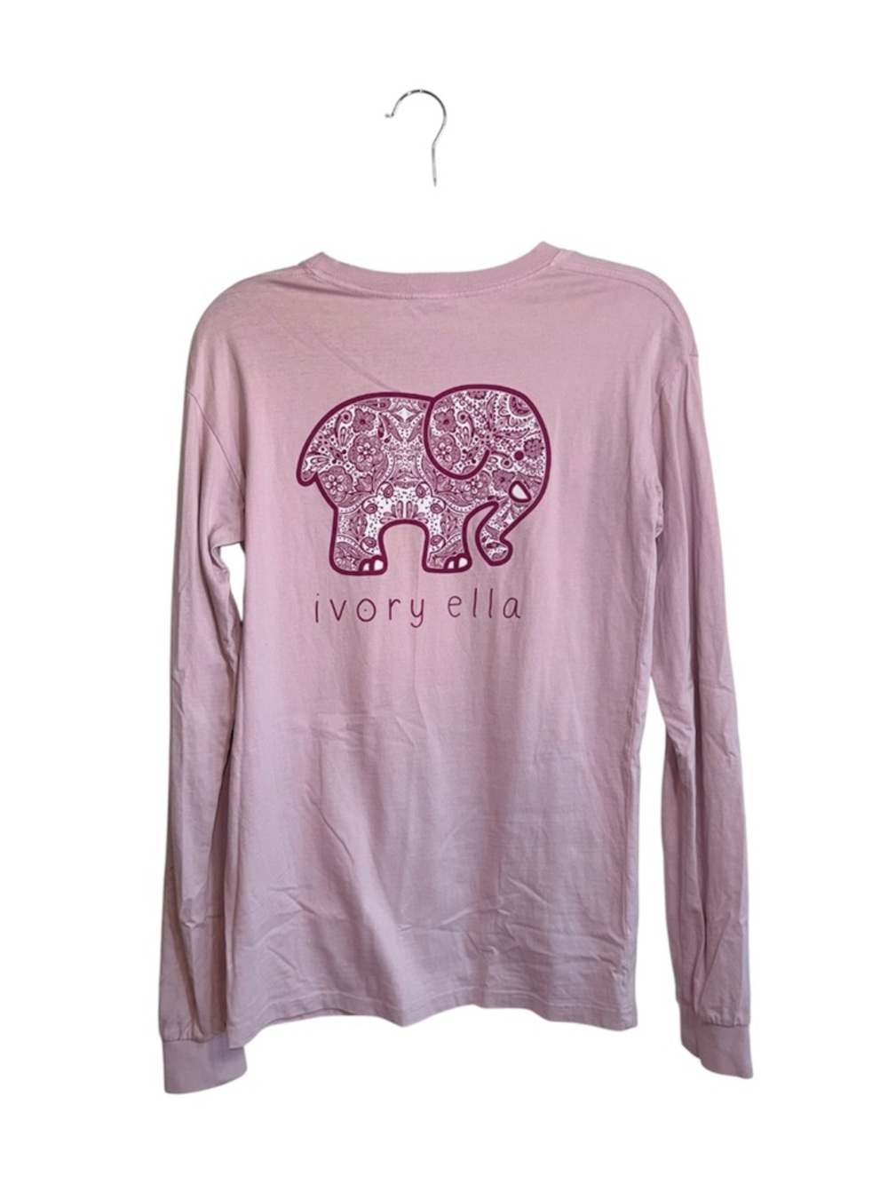 Ivory Ella Paisley Elephant Graphic Tee Light Pink Long Sleeve Small Women’s - Picture 5 of 11